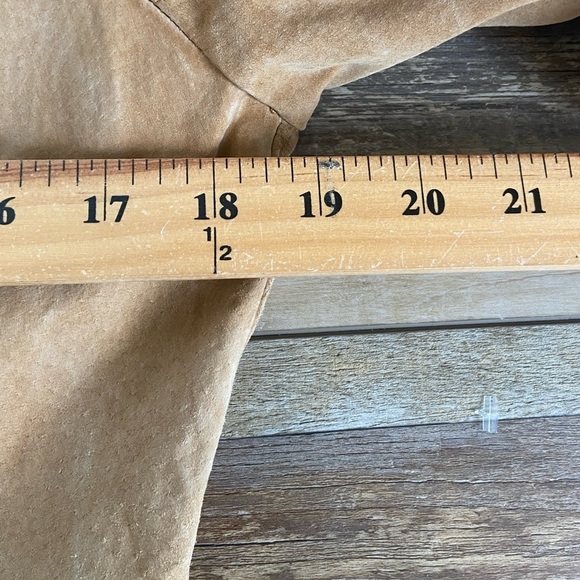 New York & Company Suede Leather Blazer Jacket 10 Tan Front Pockets Y2K Preppy - Picture 5 of 9